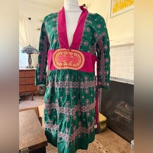Odd Molly Embroidered Dress Sz 3 Empire Waist Washable Bohemian Summer v neck